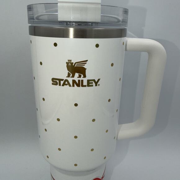 LIMITED Stanley Target 40 oz Quencher Flowstate Frost Polka Dot 2025 white gold - Picture 2 of 5
